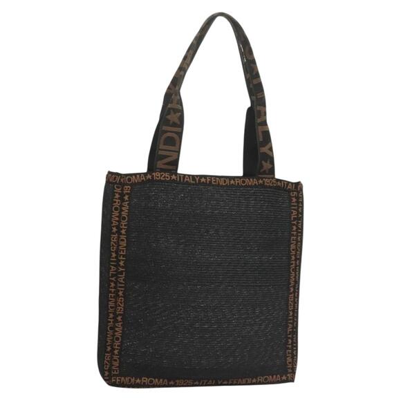 FENDI Tote Bag Straw Black - Picture 1 of 12